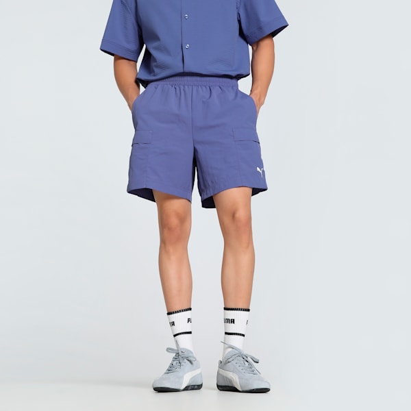 WARDROBE Essentials Men's Relaxed Fit  6" Cargo Shorts, Blue Crystal, extralarge-IND